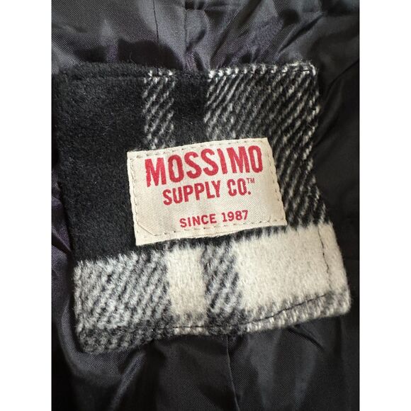 Mossimo Supply Co. Black and White Plaid Hooded Wrap Coat with Belt size M - Picture 4 of 10